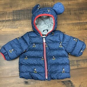 Baby Gap Disney baby puffer jacket 0-6 months Mickey Mouse